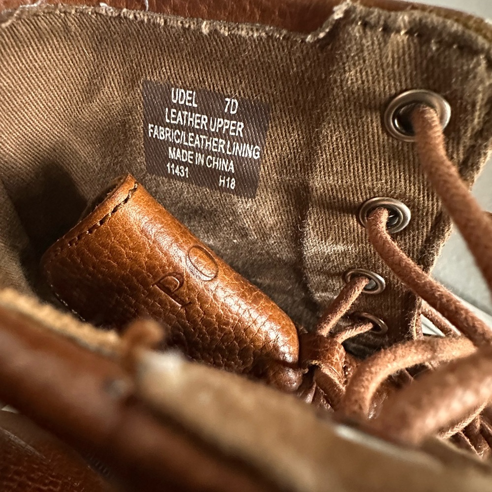 Polo Ralph Lauren Udel Dark Brown Leather Duck Boots Mens Size 7D - Picture 7 of 11